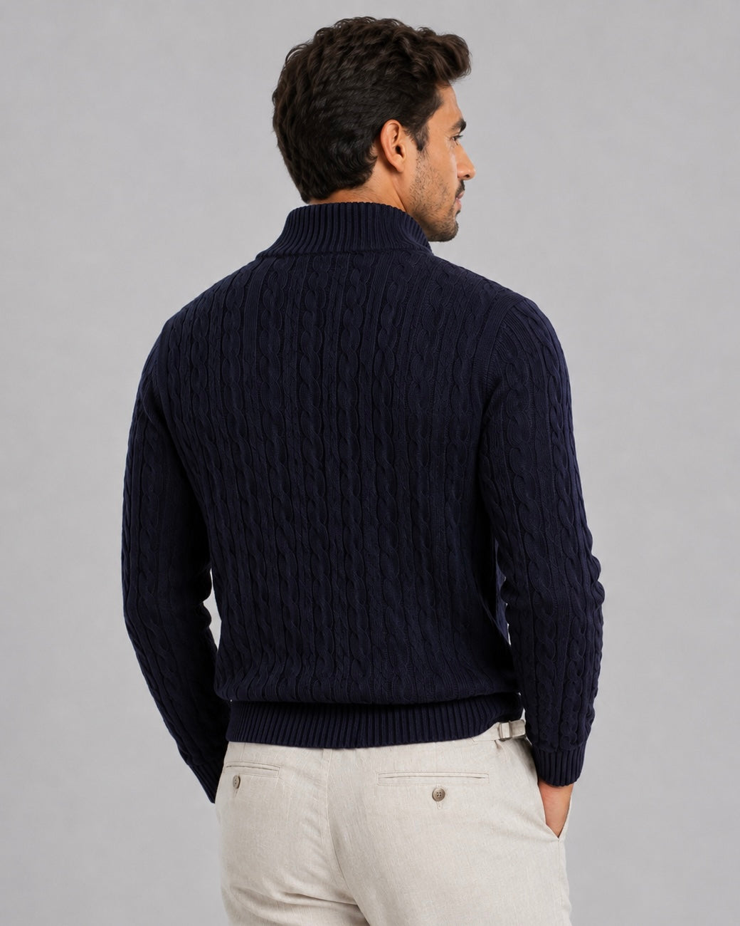 Pull Halvorsen — Col Zippé en Maille Torsadée
