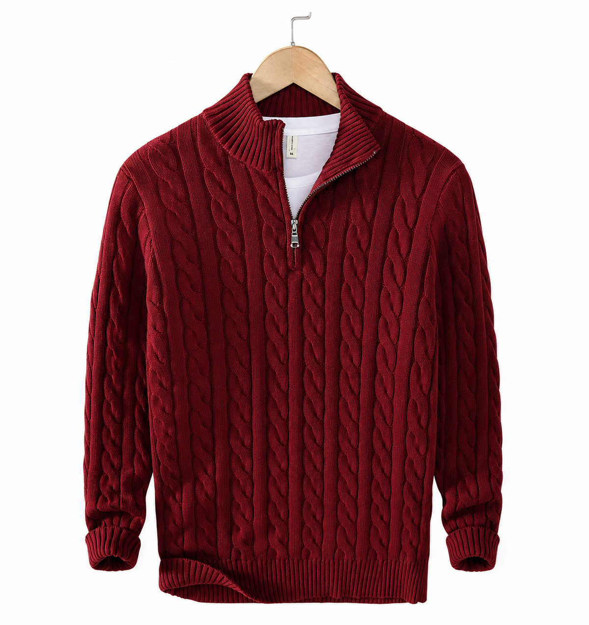Pull Halvorsen — Col Zippé en Maille Torsadée